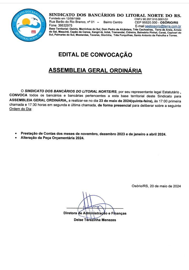 ASSEMBLEIA GERAL ORDINÁRIA